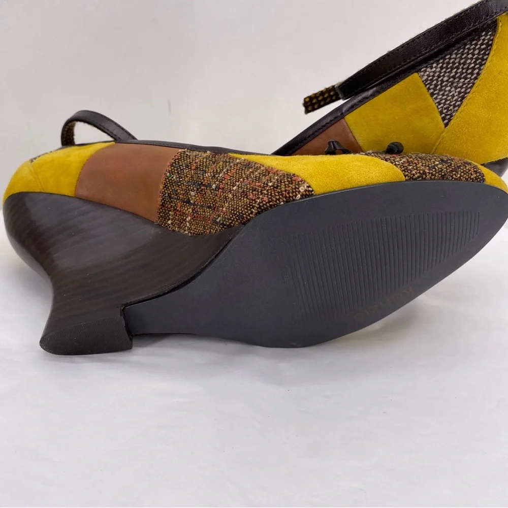 Kensie yellow & brown patchwork wedges - Picture 6 of 9